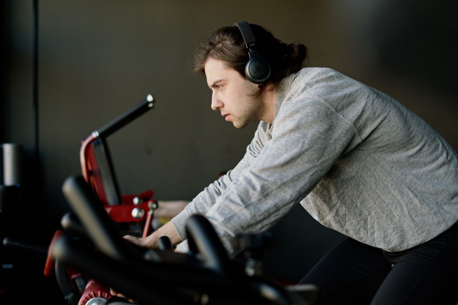 Man training on an exercise bike