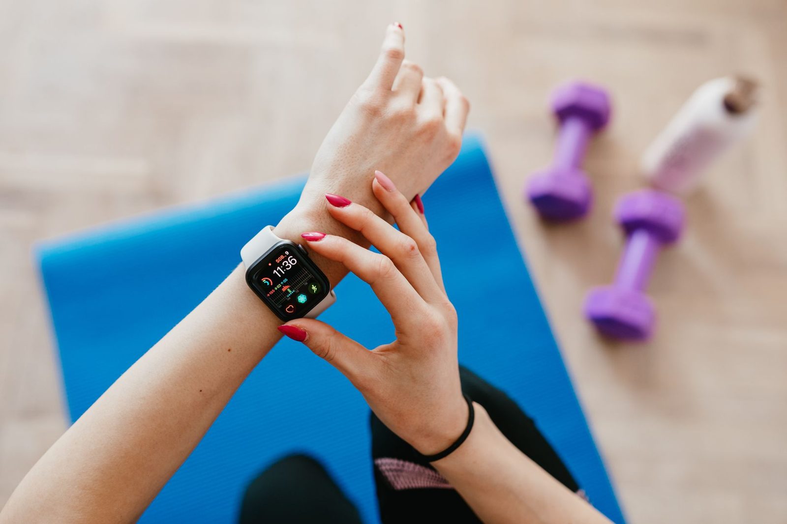 Fitness watch on a wrist