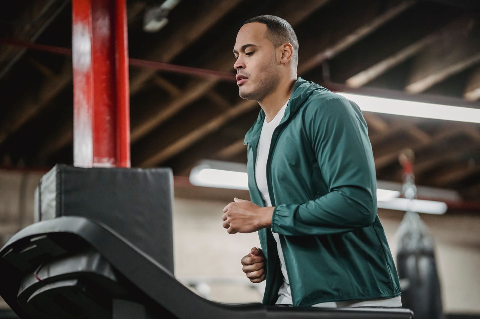 Man running on a treadmill